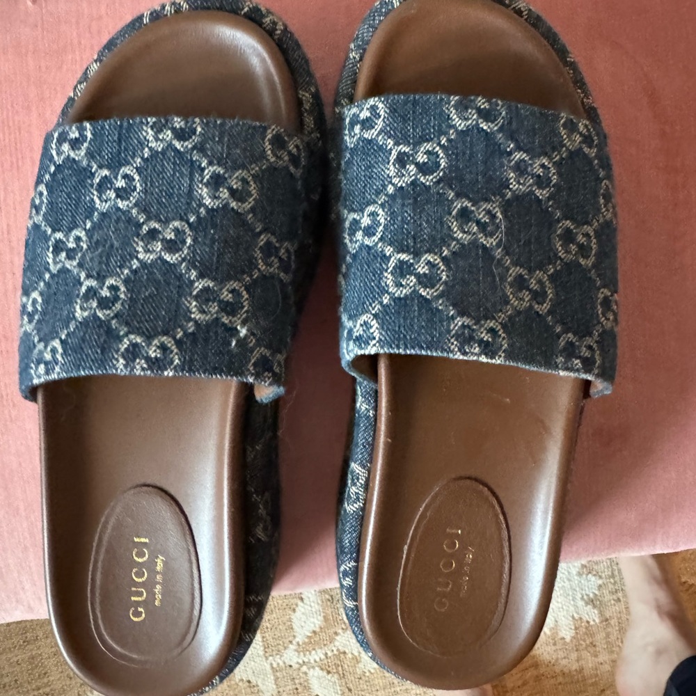 Gucci Blue and Brown Sandals - Picture 2 of 14